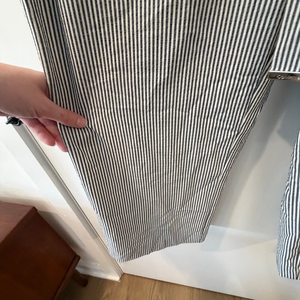 Calvin Klein Pull-On Belted Seersucker Pants Cropped Wide Leg Preppy Beachy - Picture 7 of 12